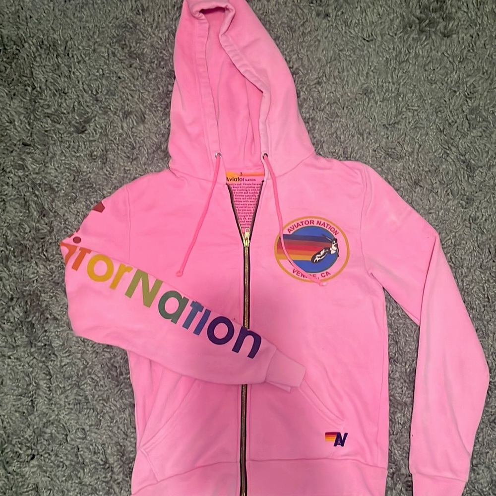 Aviator Nation zip-up Hoodie- Neon Pink
